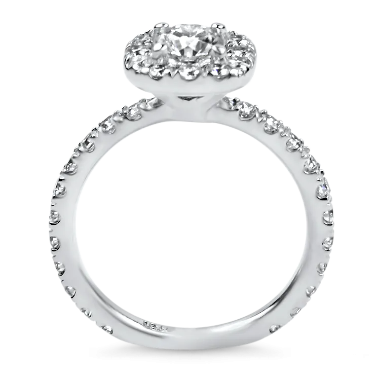Estate 18k White Gold Round Halo Diamond Engagement Ring