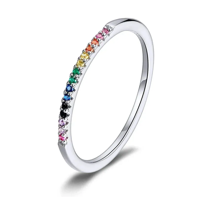 European 925 Sterling Silver Simple Rings For Women Wedding Engagement Heart Rings With Zircon