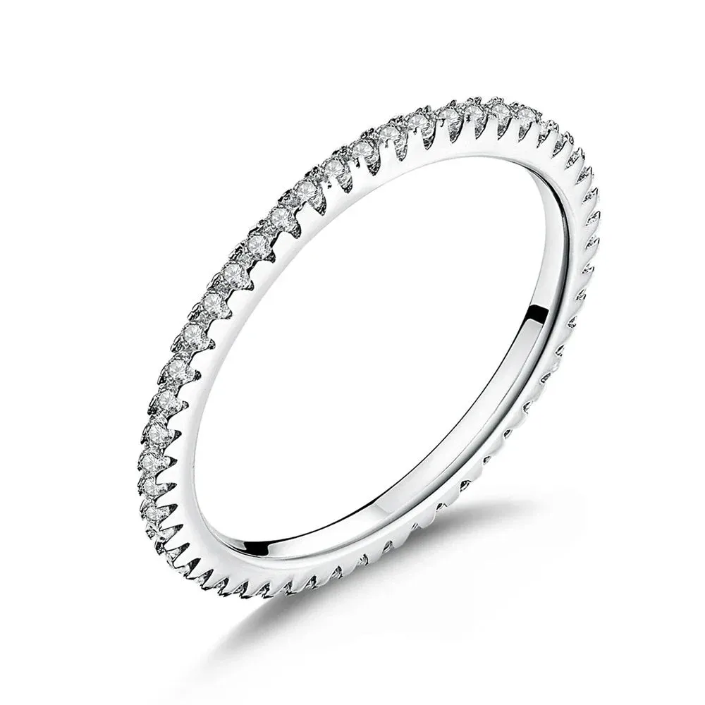 European 925 Sterling Silver Simple Rings For Women Wedding Engagement Heart Rings With Zircon