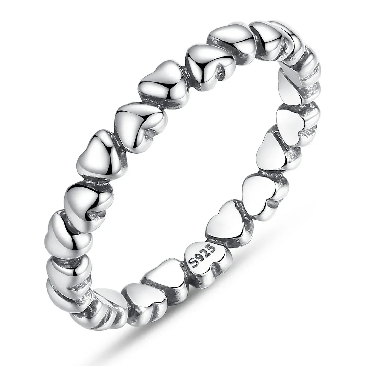 European 925 Sterling Silver Simple Rings For Women Wedding Engagement Heart Rings With Zircon