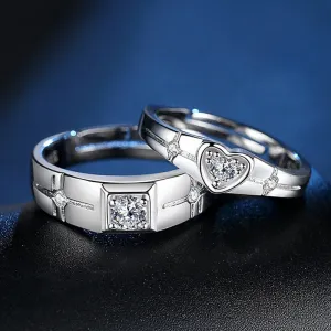 Exquisite 925 Sterling Silver Love Heart Rings for Women Men Classic AAA Zirconia Engagement Wedding Couple Rings Jewelry Gift