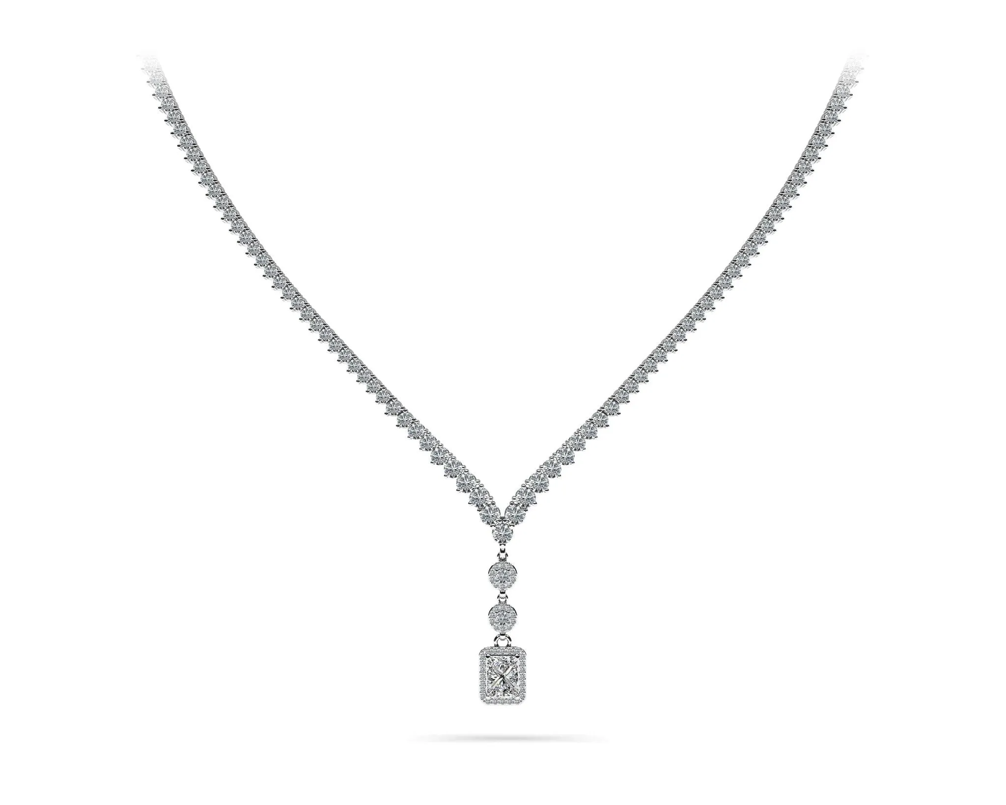 Extravagant Diamond Pendant 3 Prong V Diamond Necklace with 12.22 ct.(finished)