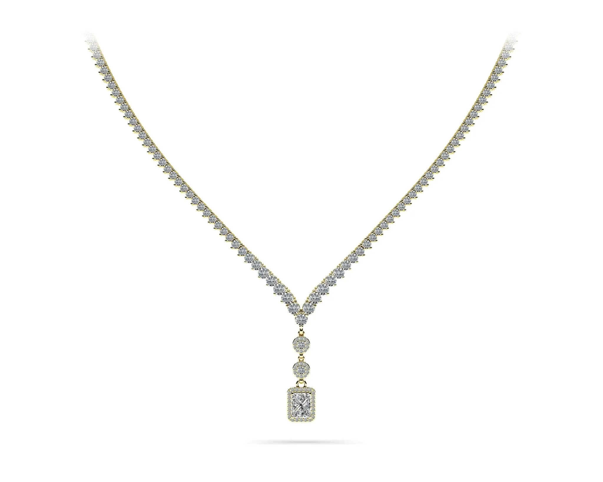 Extravagant Diamond Pendant 3 Prong V Diamond Necklace with 12.22 ct.(finished)