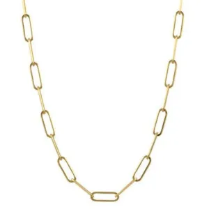 Fancy 18K Yellow Gold Paper Clip Chain Necklace