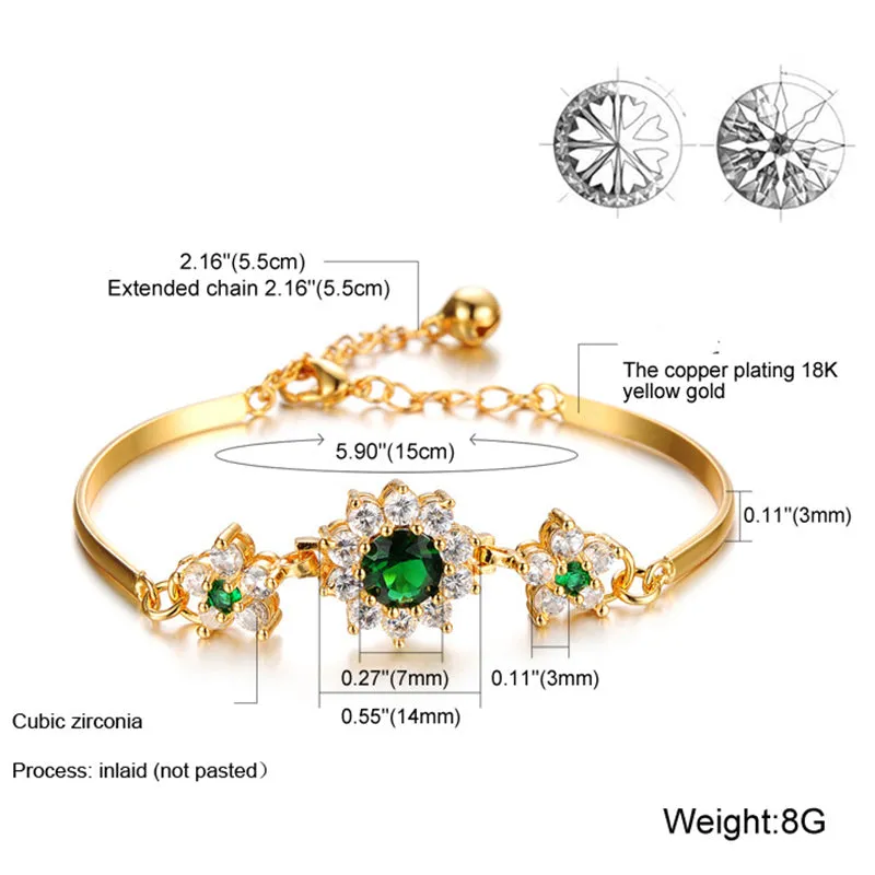 Fashion Crystal Diamond Chain Roman Shiny Zircon Bracelet