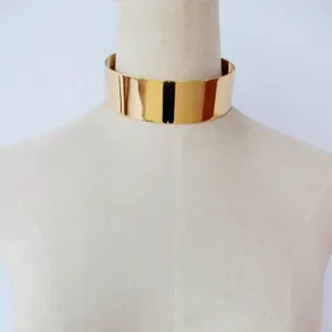 Fashion Jewelry Gold Chain Smooth Metal Choker Necklaces For Women Bijoux Collier Ras Du Cou Chunky Statement Necklace