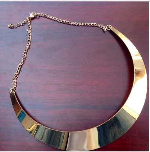Fashion Jewelry Gold Chain Smooth Metal Choker Necklaces For Women Bijoux Collier Ras Du Cou Chunky Statement Necklace