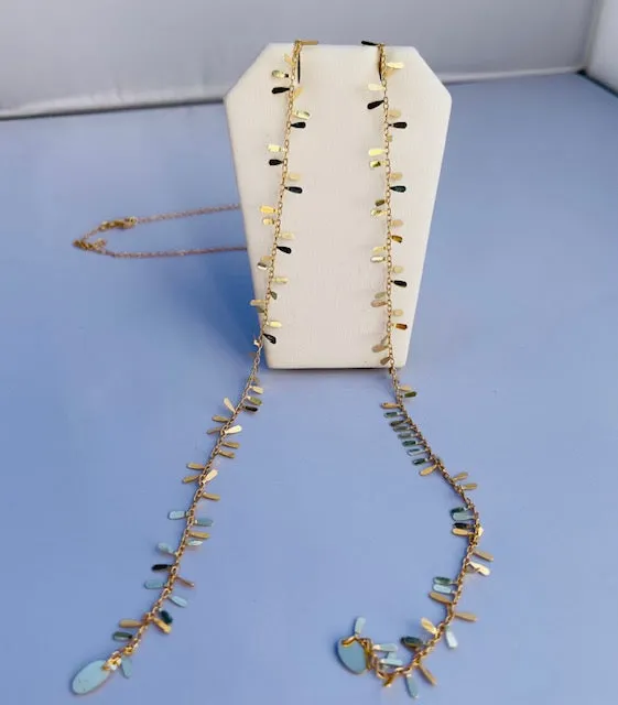 Feathered Gold Lariat Necklace