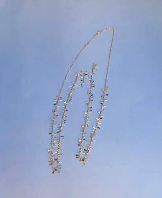 Feathered Gold Lariat Necklace