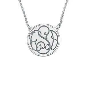 Fink's 20mm Solid Circular Bordered Monogram Necklace