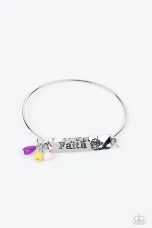 Flirting with Faith - Purple - Beaded Inspirational Religious Paparazzi Hinge Bracelet
