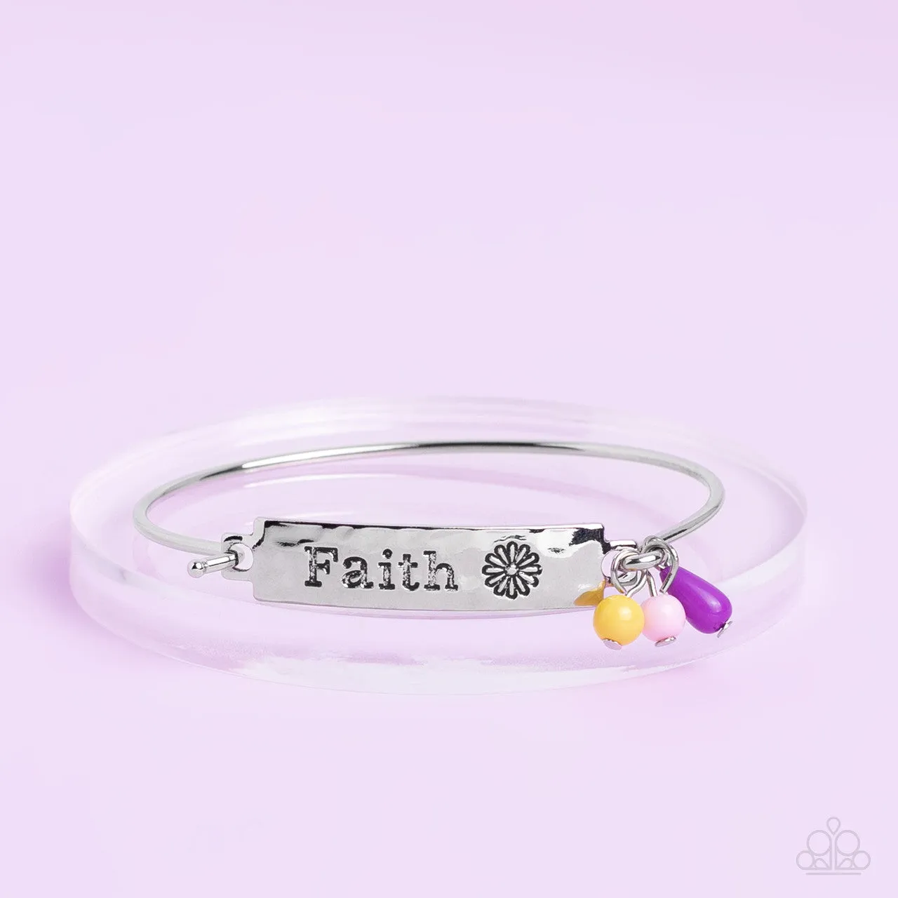Flirting with Faith - Purple - Beaded Inspirational Religious Paparazzi Hinge Bracelet