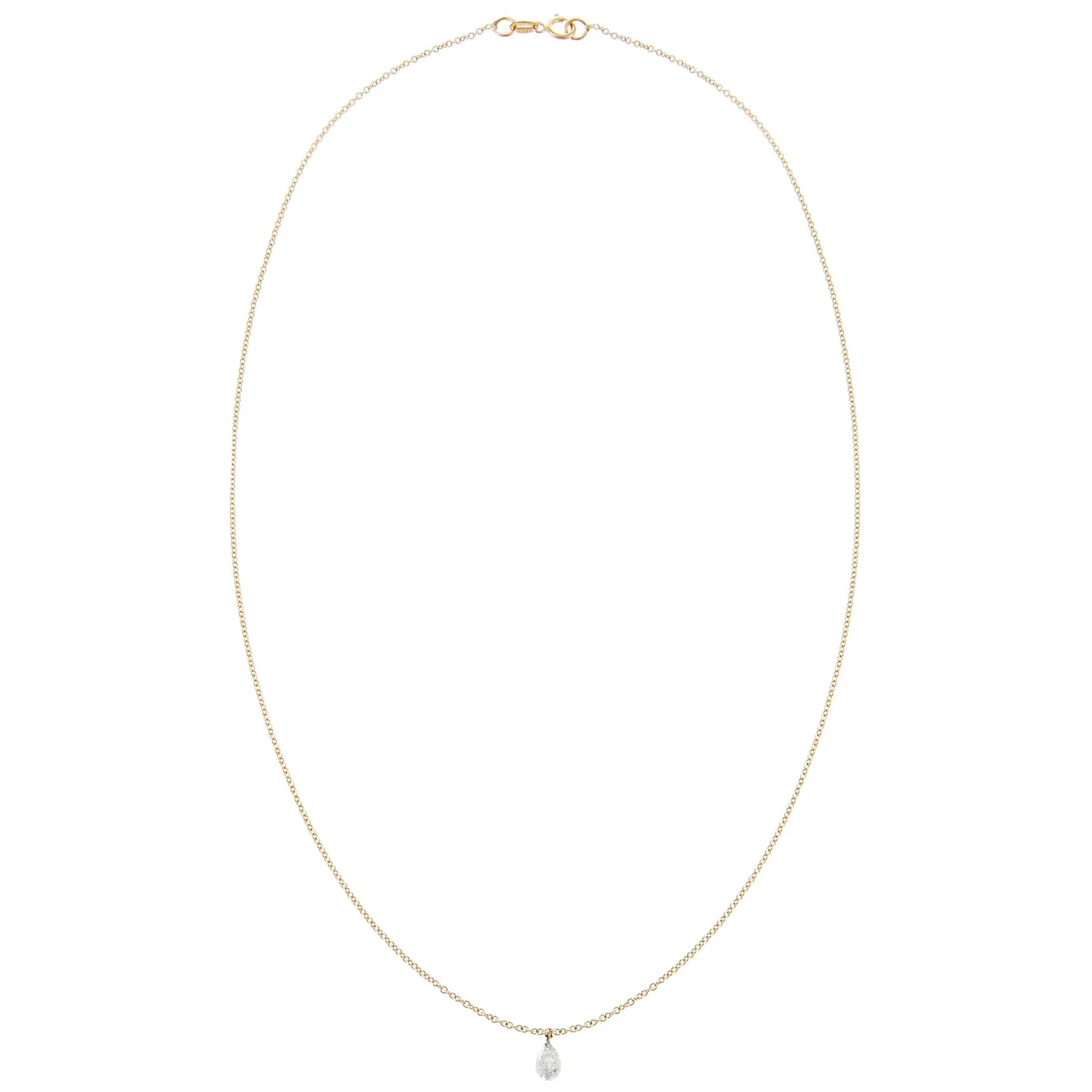 Floating Teardrop Diamond Necklace 18K