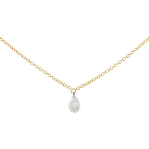 Floating Teardrop Diamond Necklace 18K