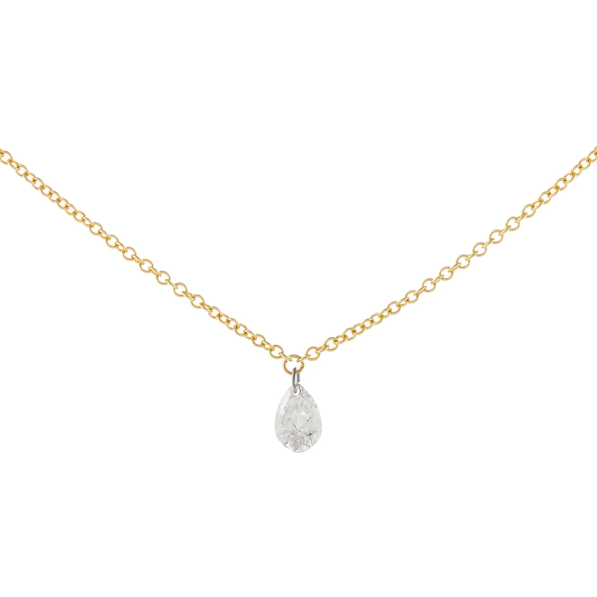 Floating Teardrop Diamond Necklace 18K