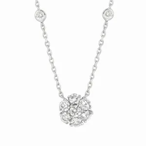 FLOWER & 8 BEZEL DIAMOND NECKLACE 14K GOLD (1.5 CTW)