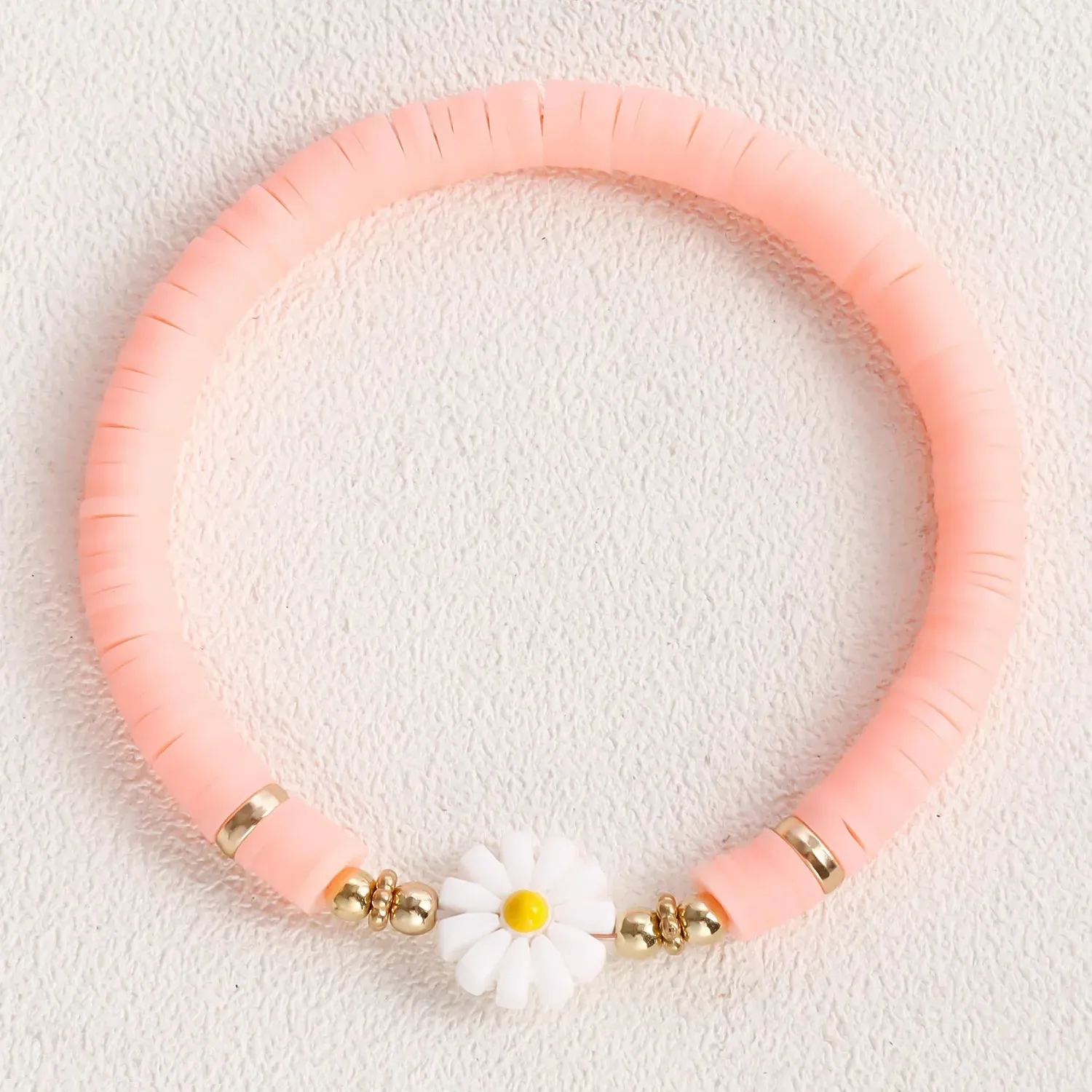 Flower Daisy Bracelets for Women Y2K Accessories Multicolor Polymer Clay Beads Bracelet Bohemia Summer Girl Beach Jewelry