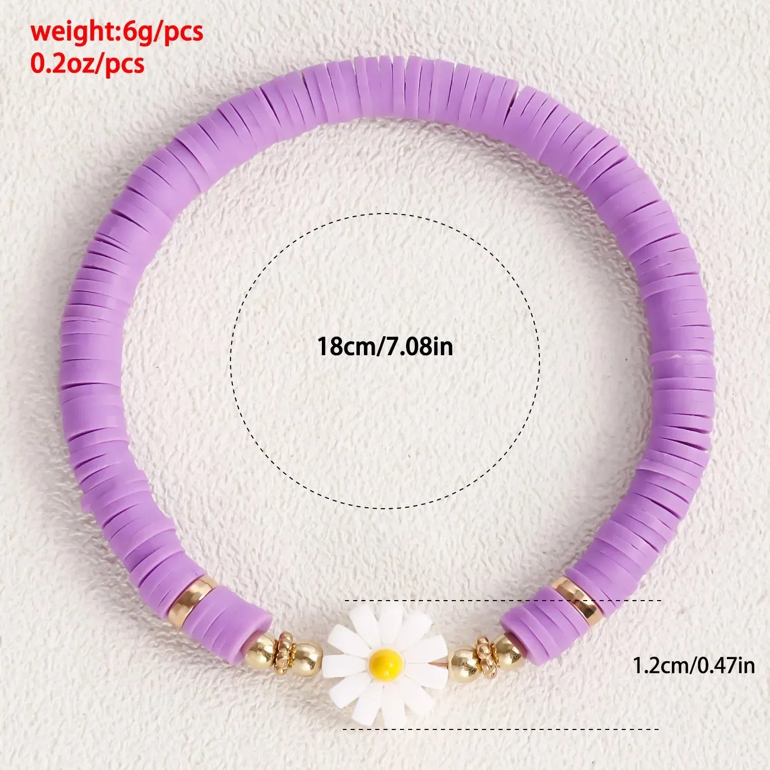 Flower Daisy Bracelets for Women Y2K Accessories Multicolor Polymer Clay Beads Bracelet Bohemia Summer Girl Beach Jewelry