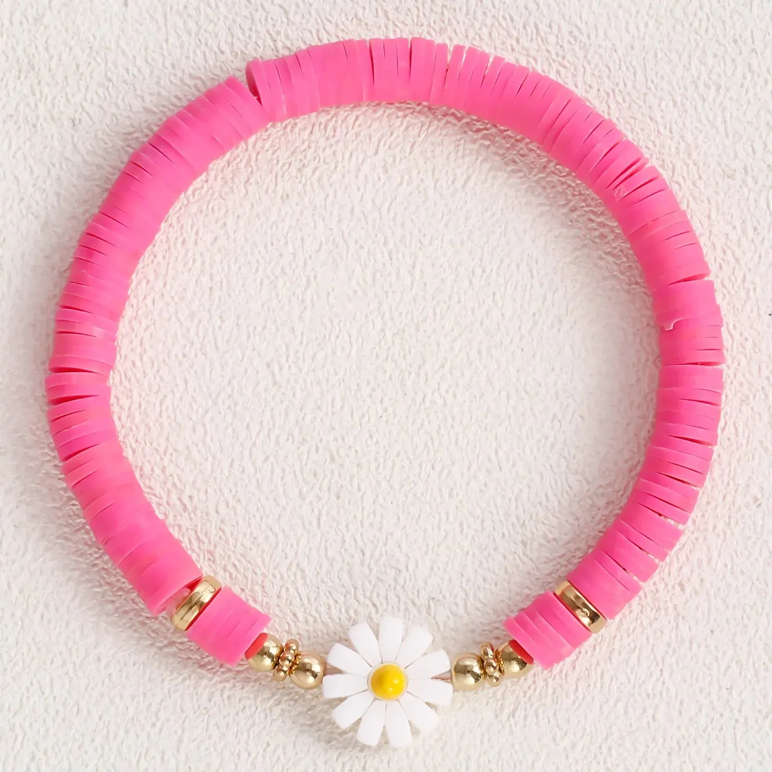 Flower Daisy Bracelets for Women Y2K Accessories Multicolor Polymer Clay Beads Bracelet Bohemia Summer Girl Beach Jewelry