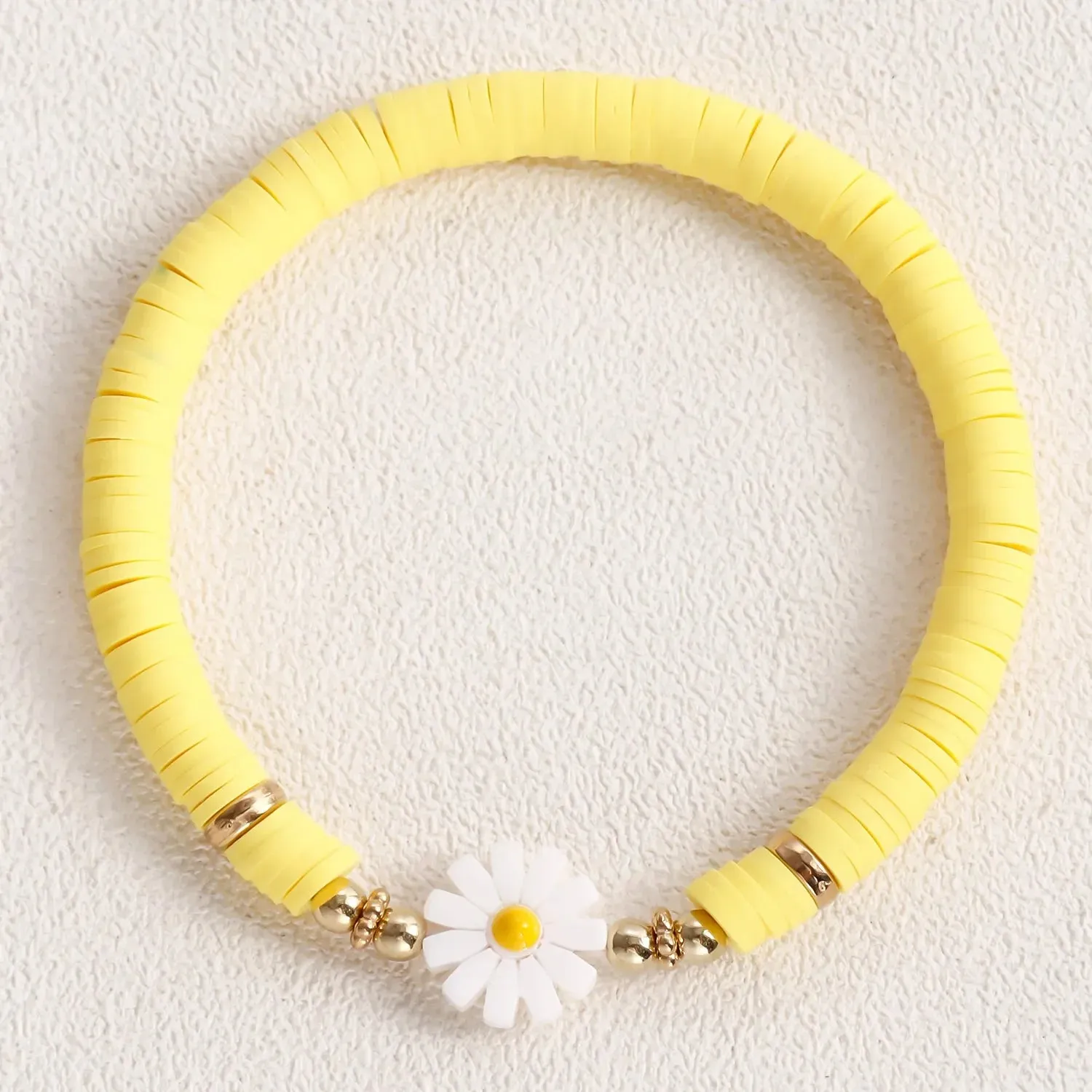 Flower Daisy Bracelets for Women Y2K Accessories Multicolor Polymer Clay Beads Bracelet Bohemia Summer Girl Beach Jewelry