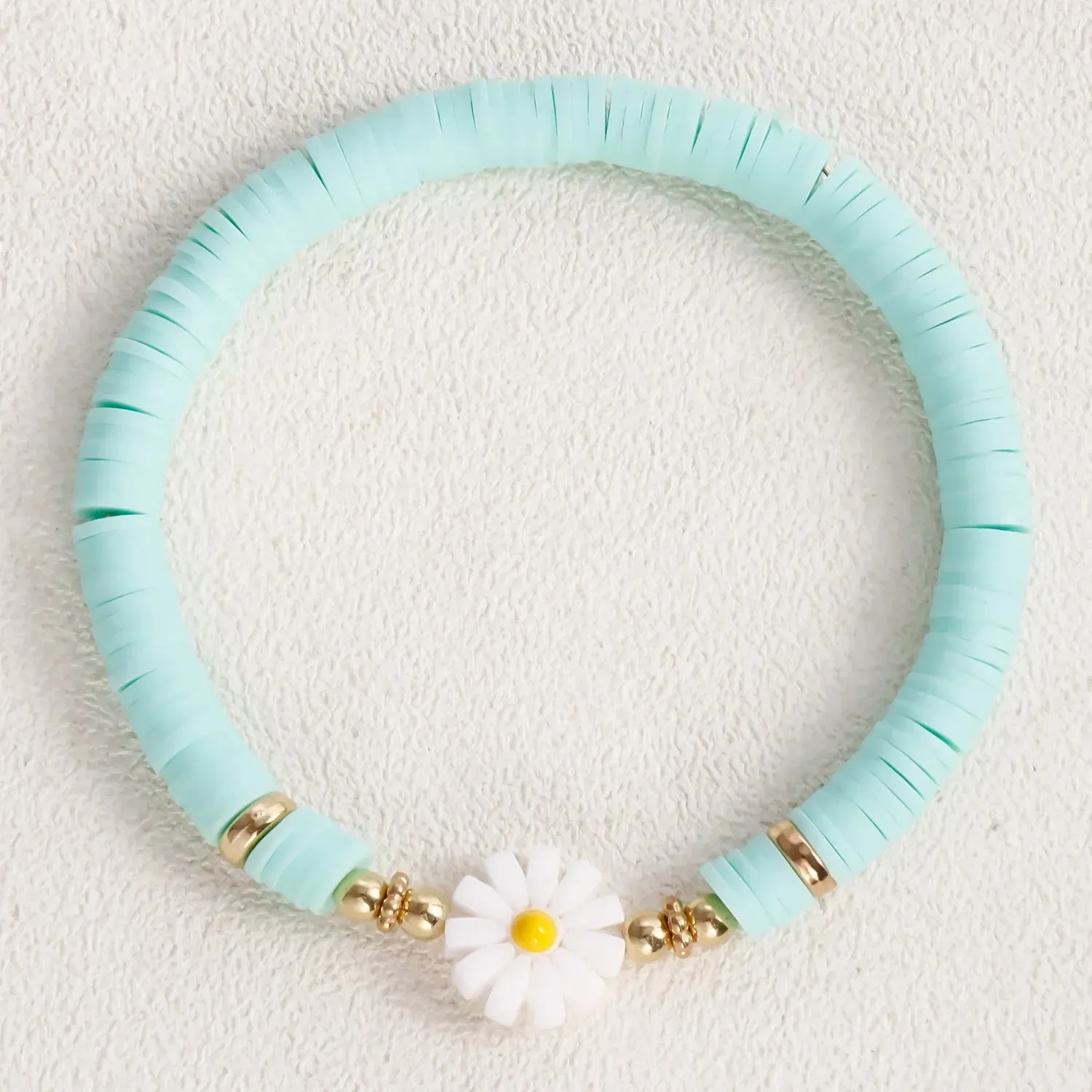 Flower Daisy Bracelets for Women Y2K Accessories Multicolor Polymer Clay Beads Bracelet Bohemia Summer Girl Beach Jewelry