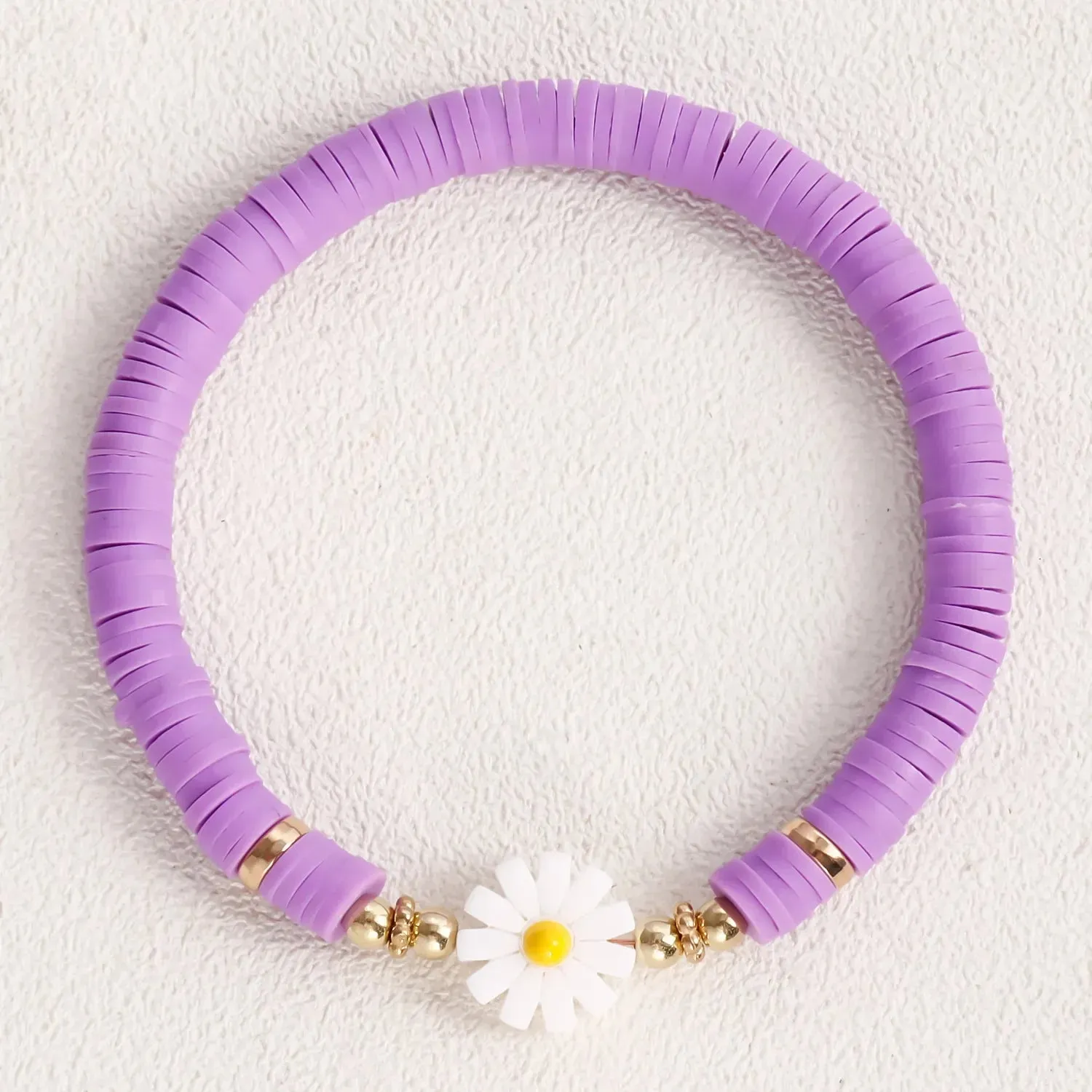 Flower Daisy Bracelets for Women Y2K Accessories Multicolor Polymer Clay Beads Bracelet Bohemia Summer Girl Beach Jewelry