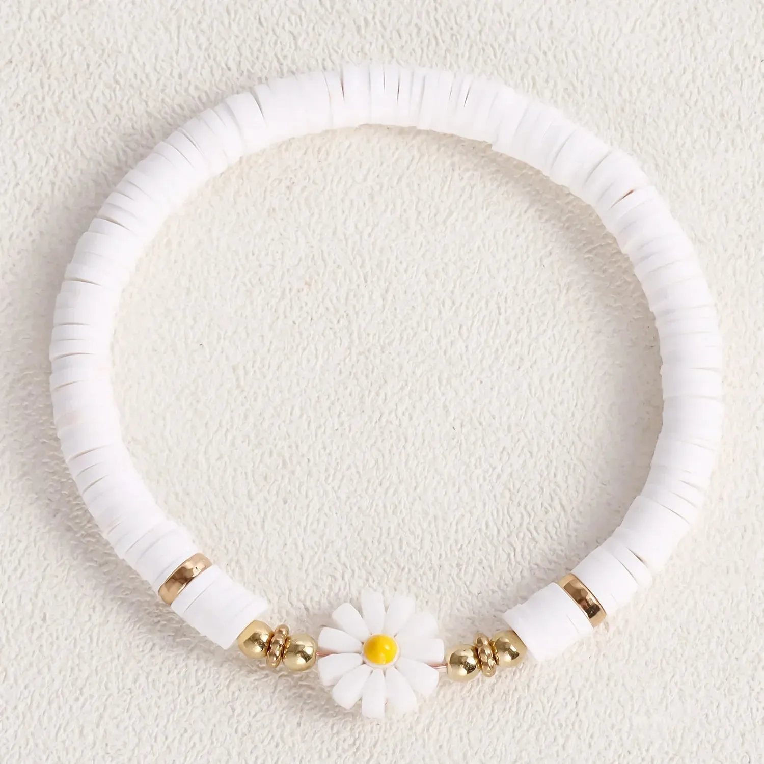 Flower Daisy Bracelets for Women Y2K Accessories Multicolor Polymer Clay Beads Bracelet Bohemia Summer Girl Beach Jewelry