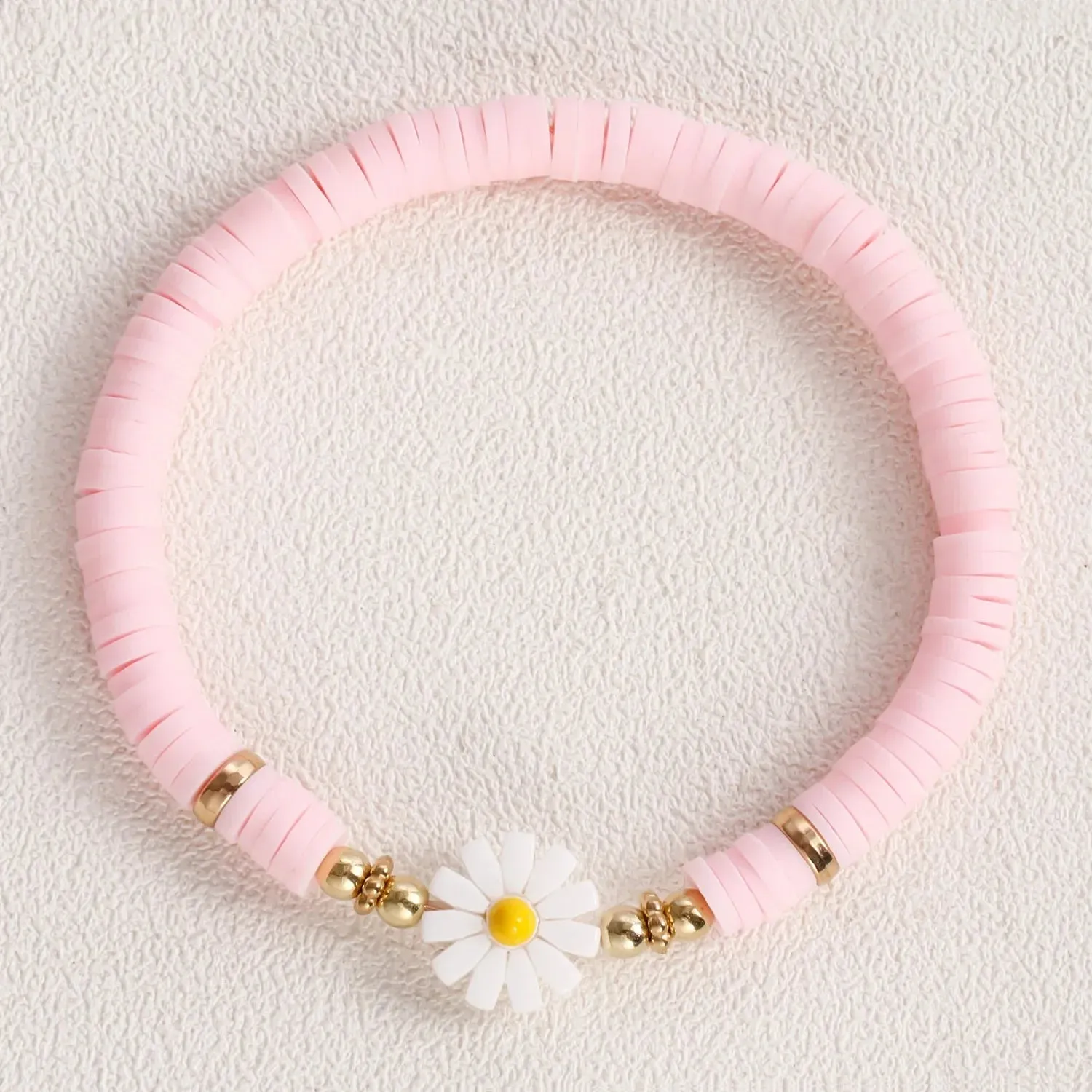 Flower Daisy Bracelets for Women Y2K Accessories Multicolor Polymer Clay Beads Bracelet Bohemia Summer Girl Beach Jewelry
