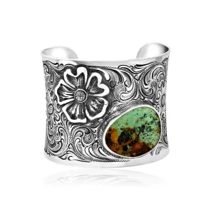 Flower Turquoise Large Cuff