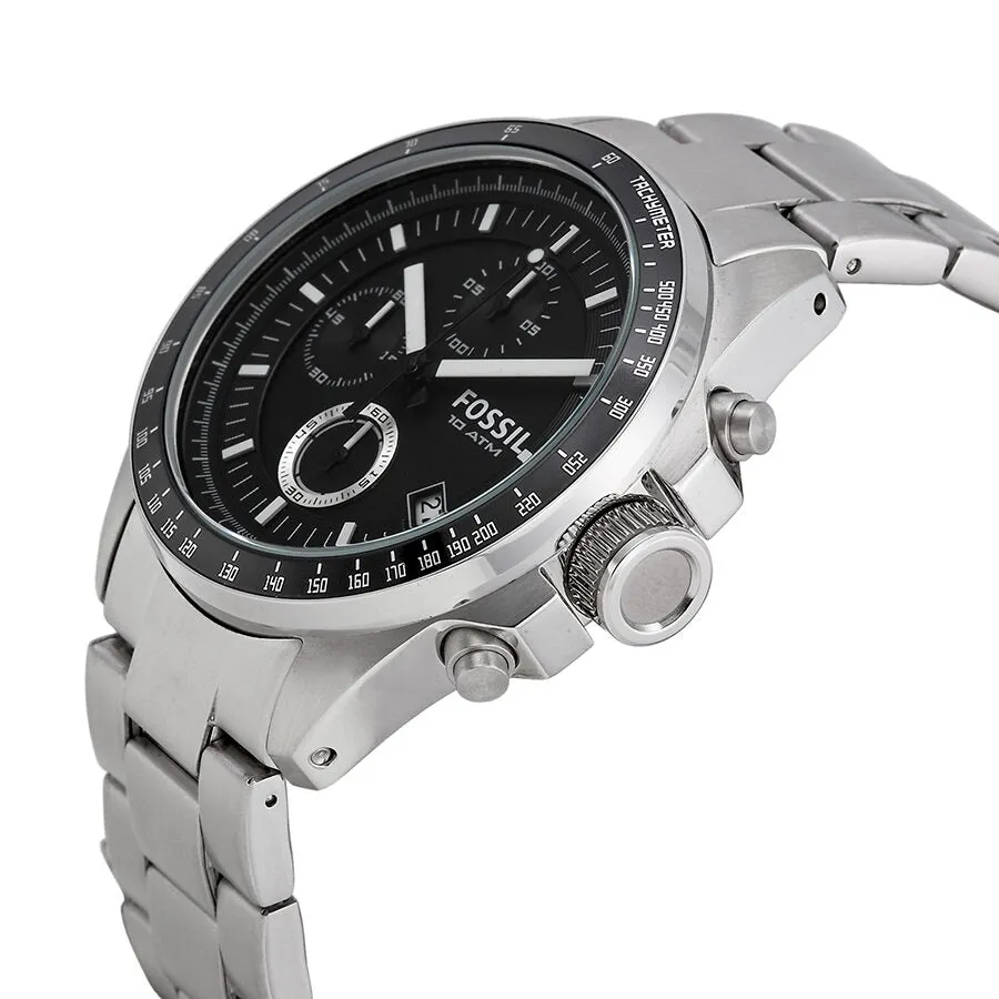 Fossil Decker Chronograph Black Dial Stainless Steel Men's Watch CH2600