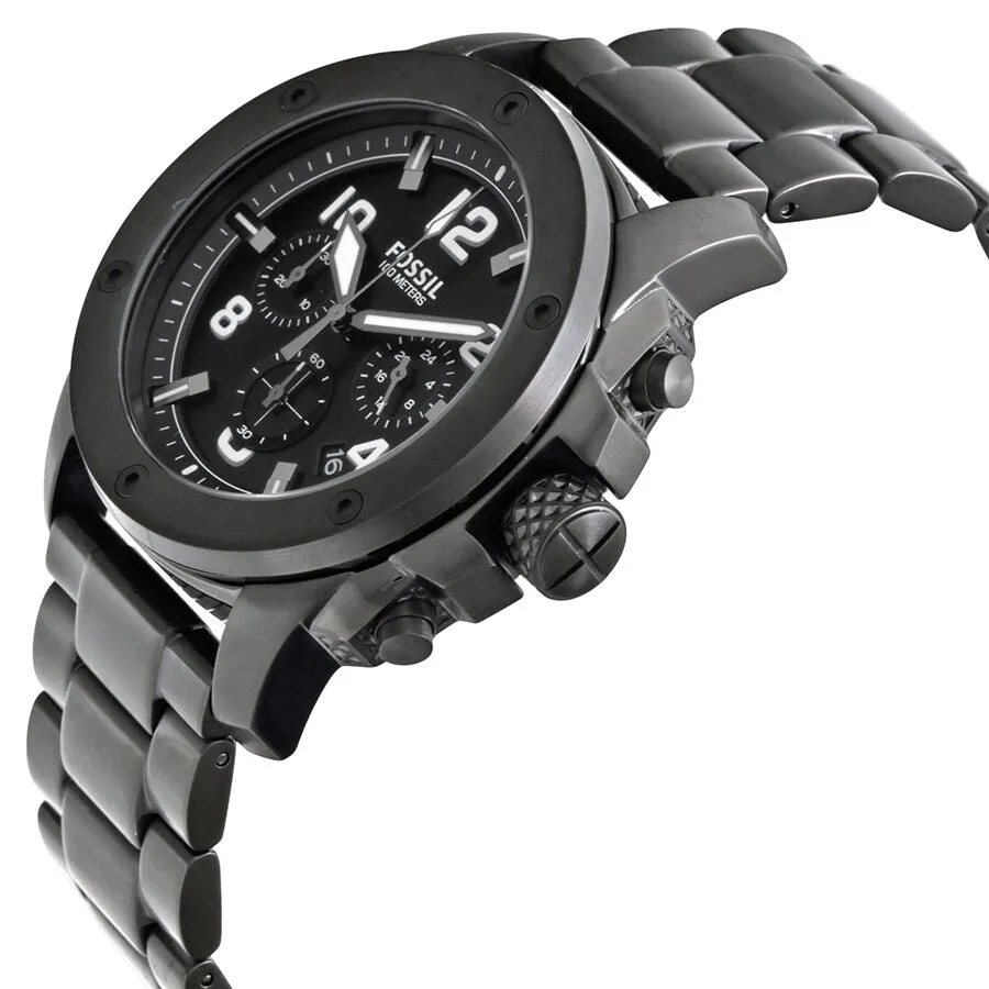 Fossil Machine Chronograph Black Dial Black Ion-plated Men's Watch FS4927