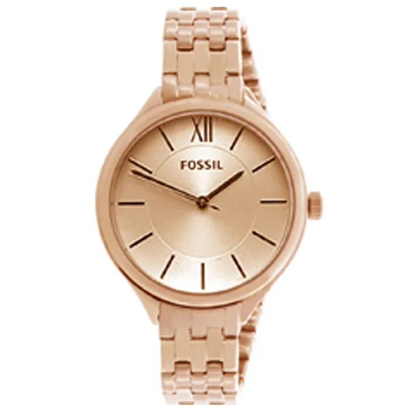 Fossil Rose Gold Stainless Steel Rose Gold Dial Quartz Watch for Ladies - BQ3049