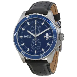 Fossil Wakefield Chronograph Blue Dial Black Leather Men's Watch CH2945