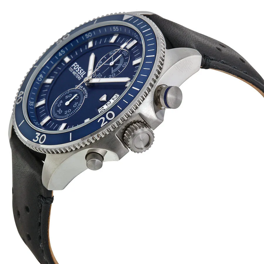 Fossil Wakefield Chronograph Blue Dial Black Leather Men's Watch CH2945