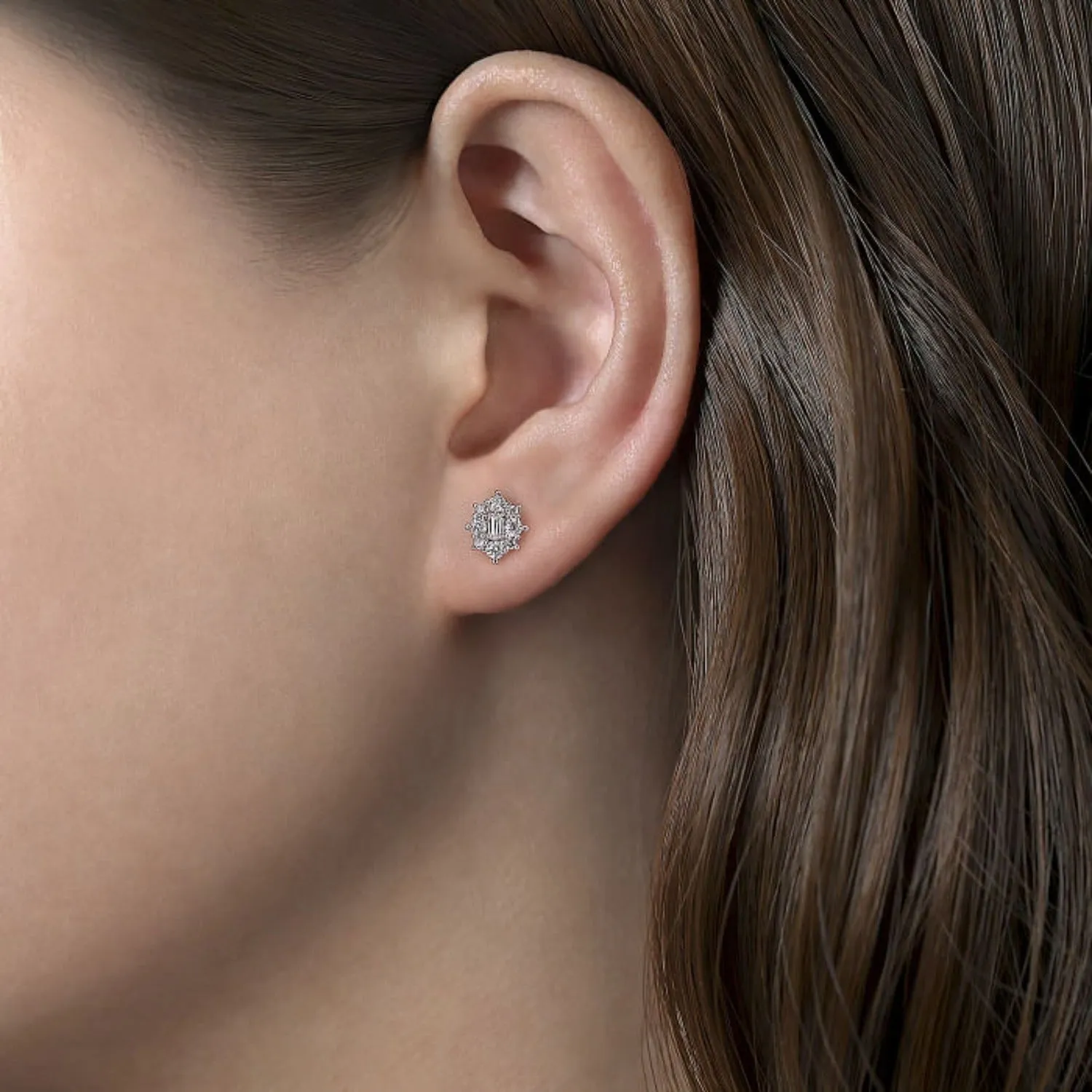 Gabriel & Co. Diamond Starburst Stud Earrings