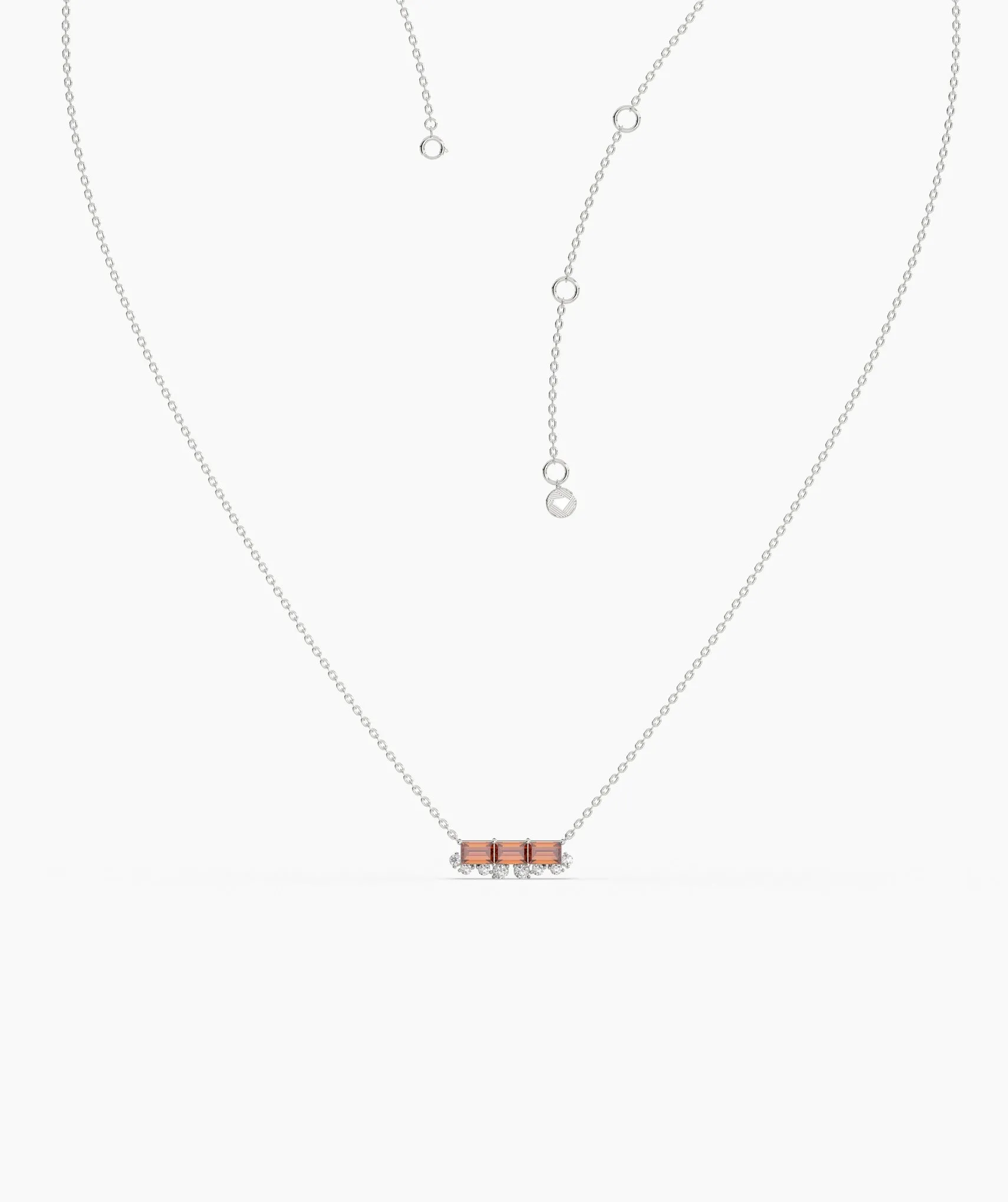 Garnet Bar Necklace with Diamonds