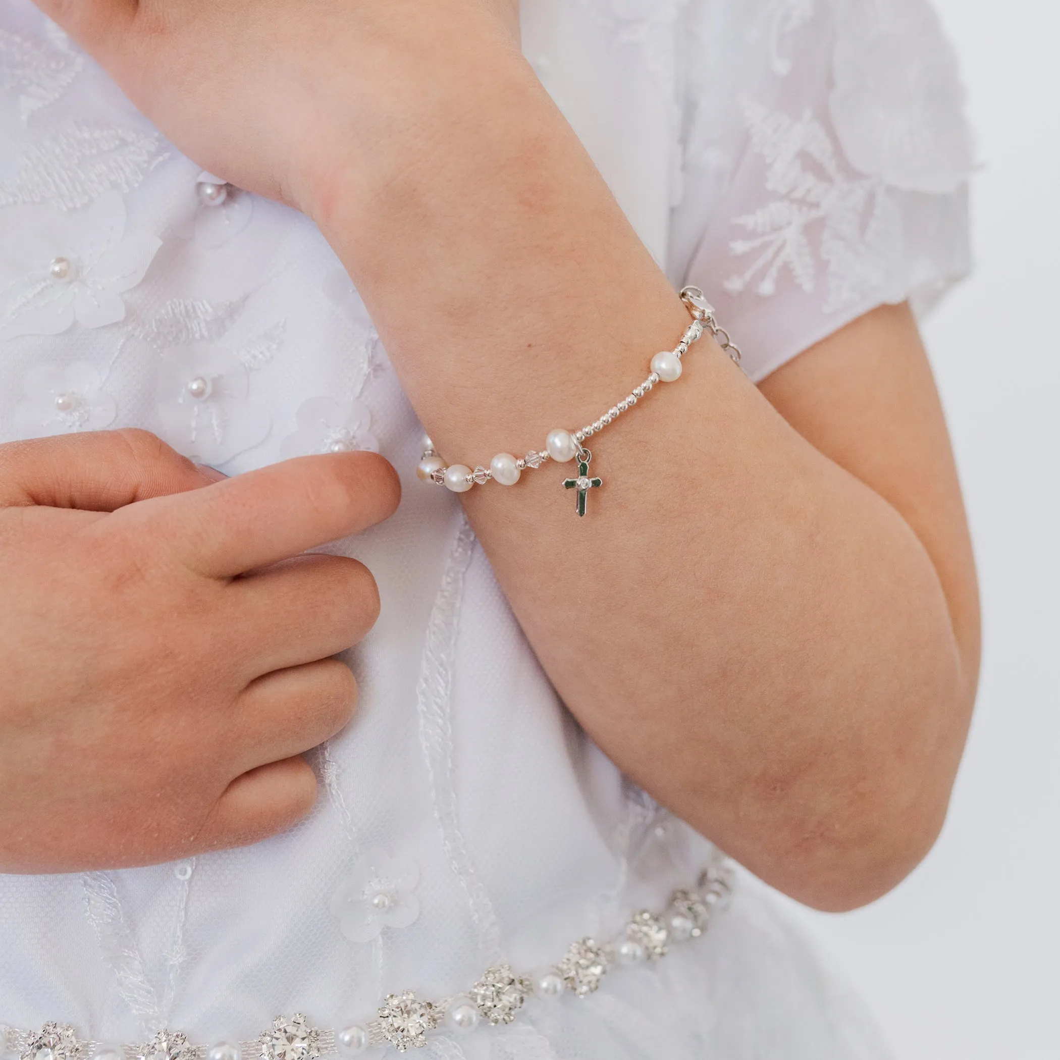 Girls First Communion Gift Sterling Silver Rosary Bracelet with Miraculous Medal