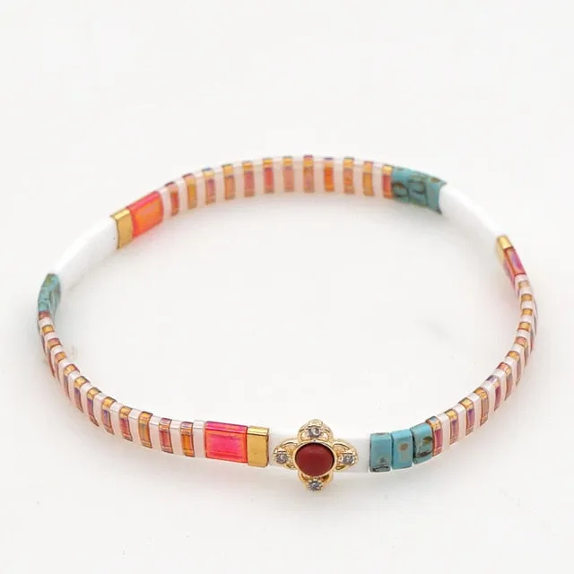 Go2boho Miyuki Tila Bracelets Women Flower Glass Beads Bracelet New 2020 Boho Jewelry Pulsera Mujer Summer Beach Elastic Vintage