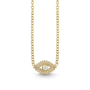 Gold & Diamond Eye Stone Inlay Necklace