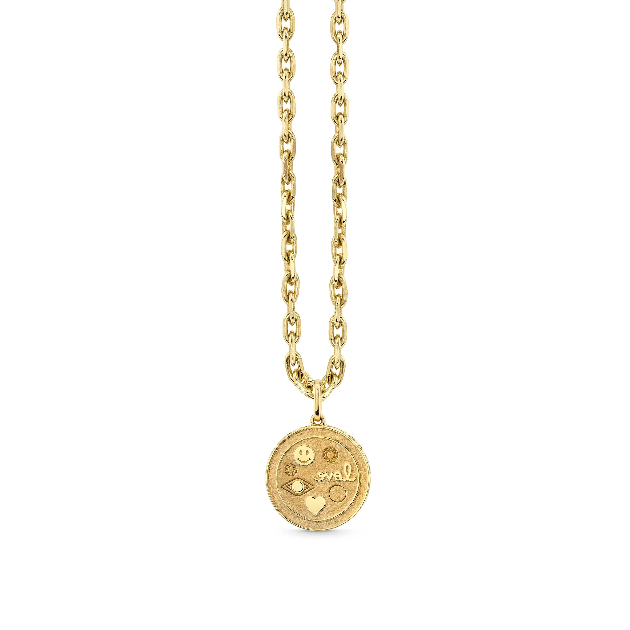 Gold & Diamond Iconography Circle Charm