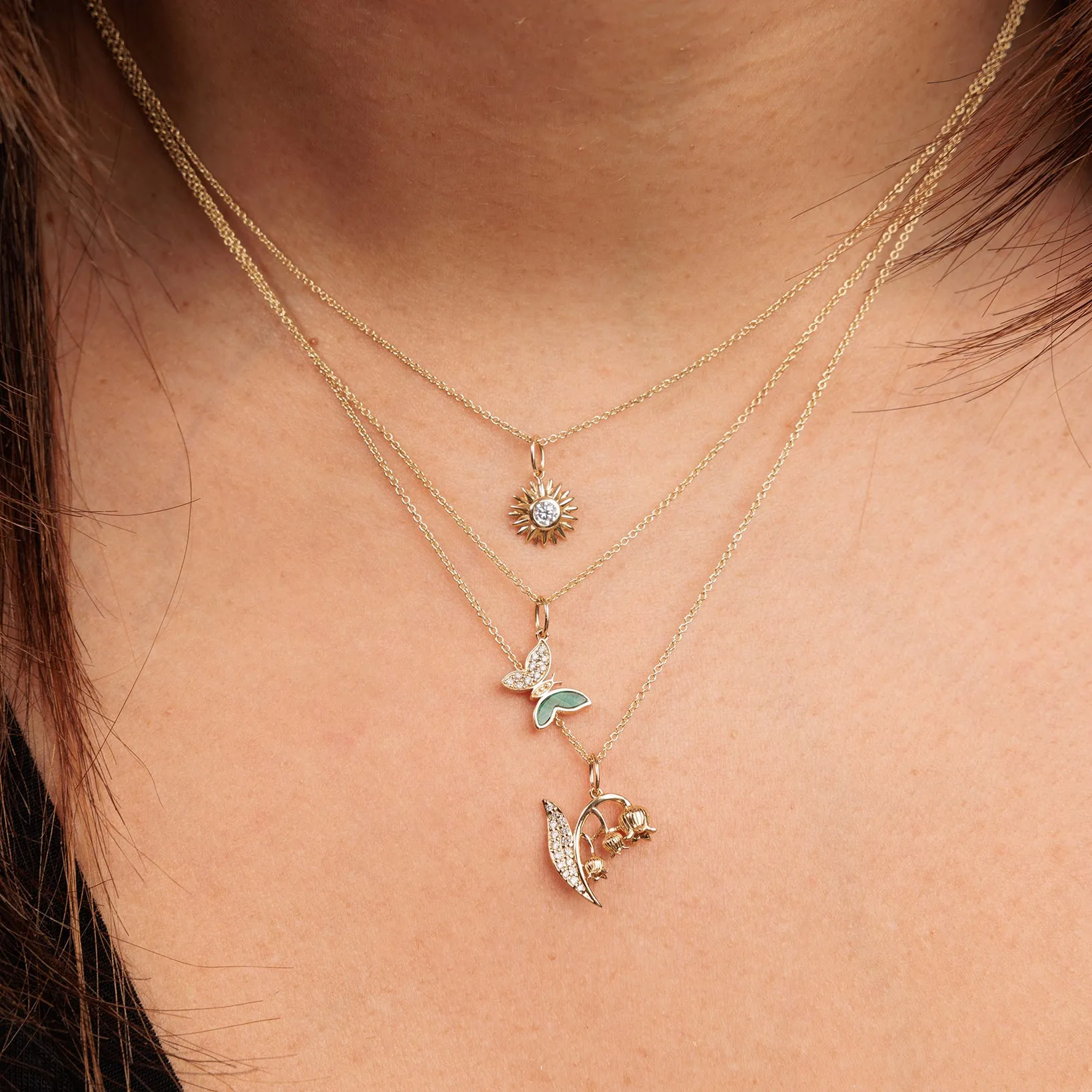 Gold & Diamond Tiny Butterfly Charm
