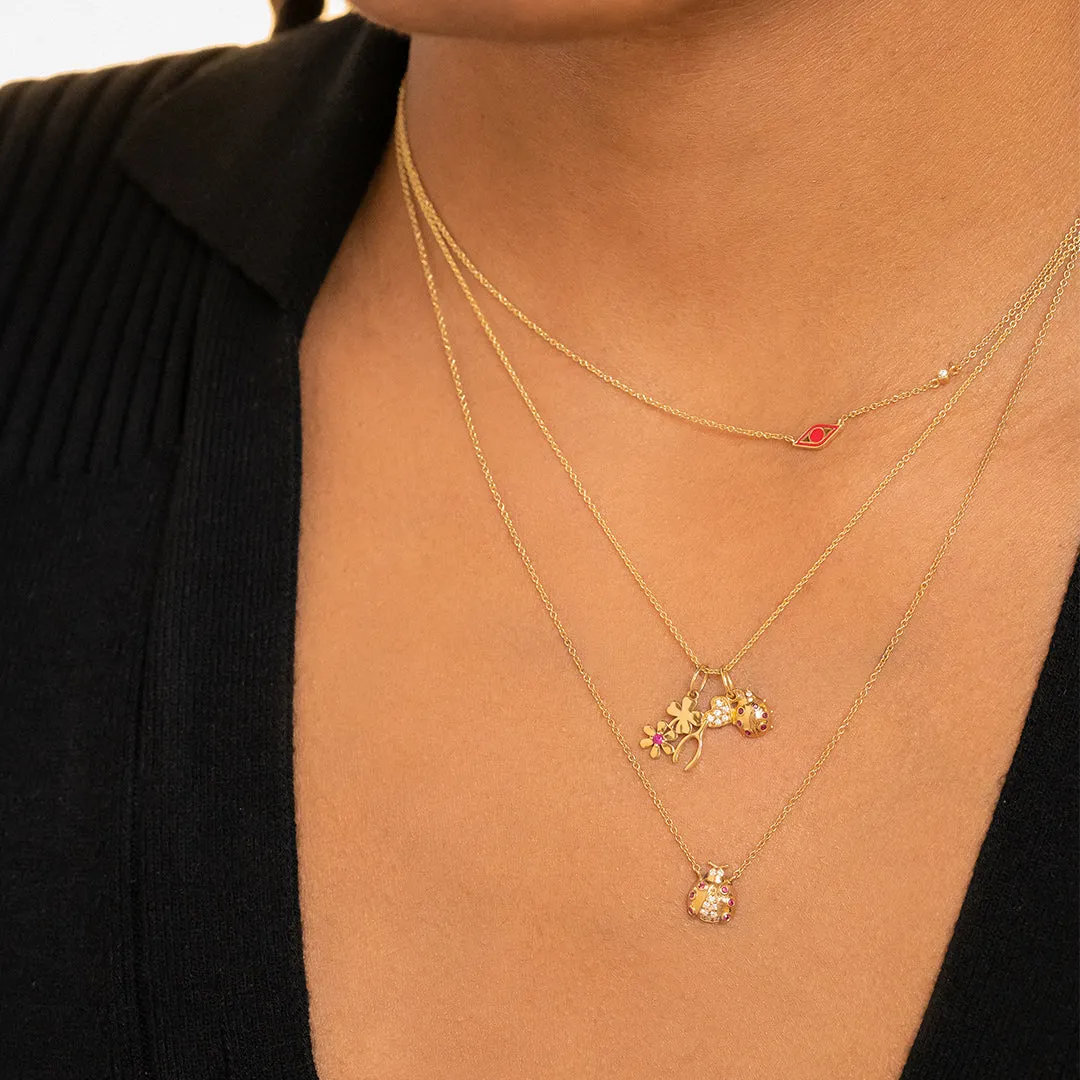 Gold & Enamel Mini Eye Necklace