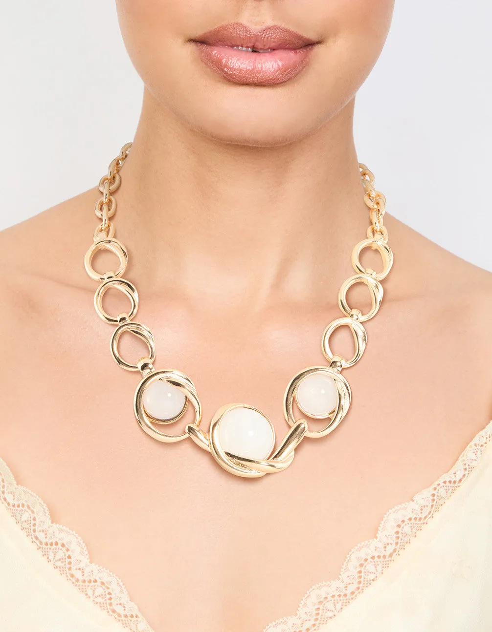 Gold Chain Stone Necklace