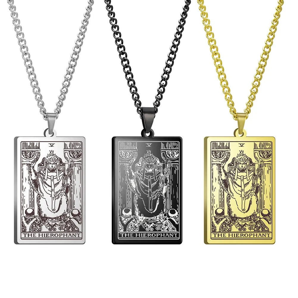 Gold Link Chain Tarot Card Necklace
