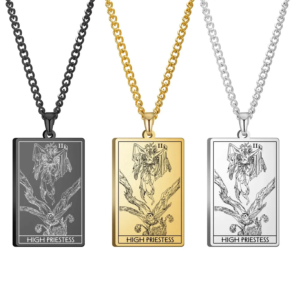 Gold Link Chain Tarot Card Necklace
