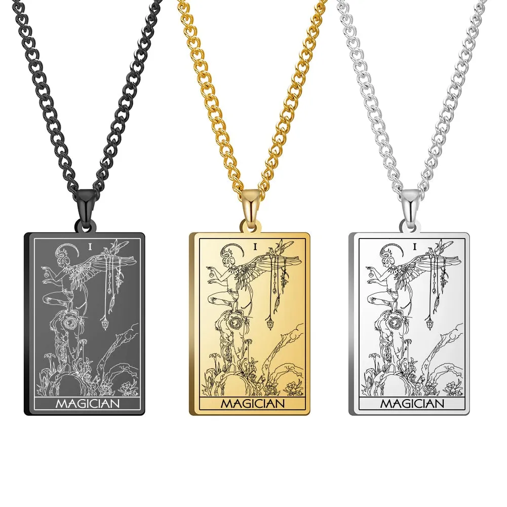 Gold Link Chain Tarot Card Necklace