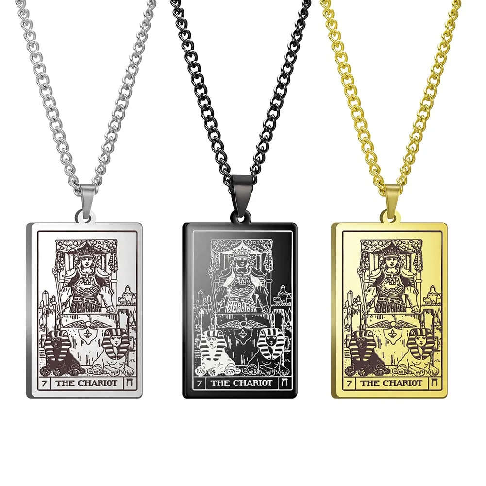 Gold Link Chain Tarot Card Necklace