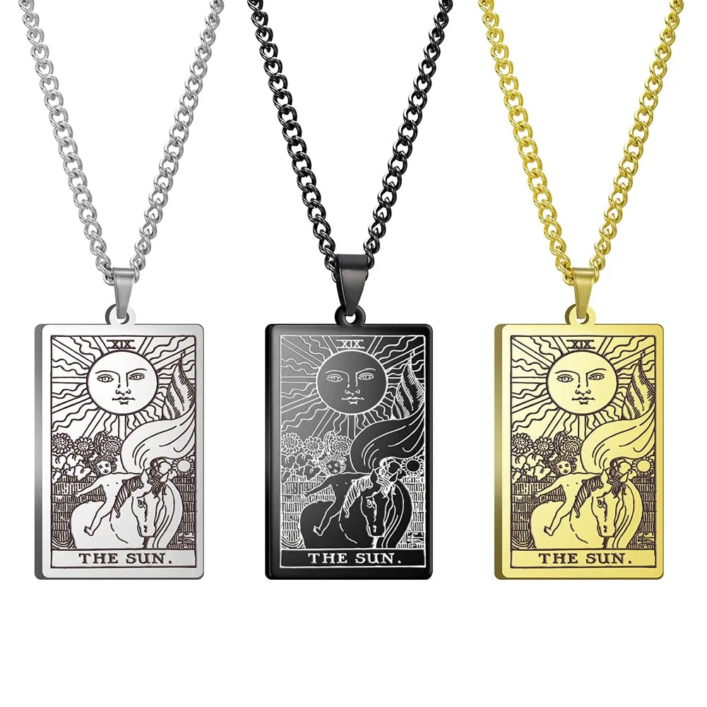 Gold Link Chain Tarot Card Necklace