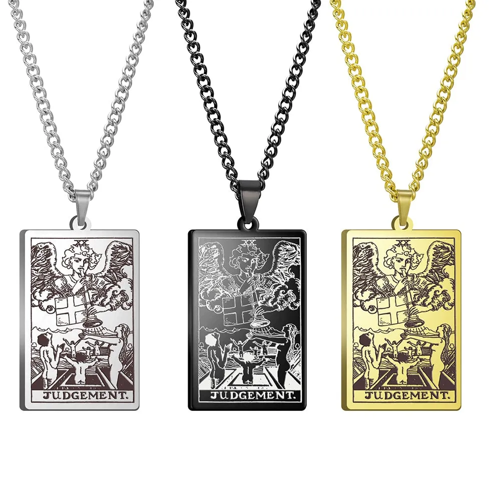 Gold Link Chain Tarot Card Necklace