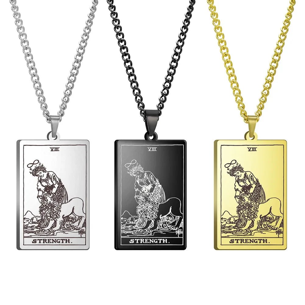 Gold Link Chain Tarot Card Necklace